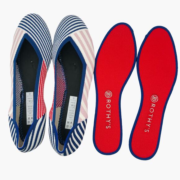 Rothy’s Pink Mixed Stripe Flat Unicorn Women’s Size 11.5 - Picture 8 of 9